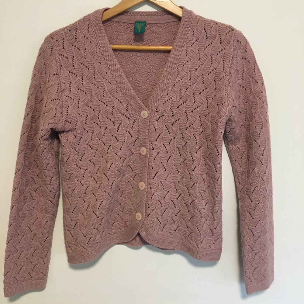 Vintage style lavender knit cardigan sweater